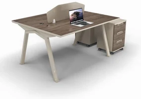 Birou operational , statie de lucru cu 2 posturi si dulapuri integrate mobile ,design modern și elegant ,calitate premium , dimensiuni 1400*1200*750