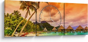 Tablou - Insula Bora Bora (cu ceas) (90x30 cm)
