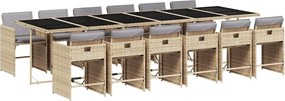 vidaXL Set mobilier grădină cu perne, 13 piese, bej combinat poliratan