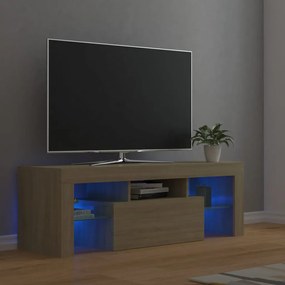 Comoda TV cu lumini LED, stejar Sonoma, 120x35x40 cm