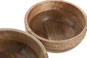 Set 2 boluri Cottage natural maro din lemn de mango cu structură din frânghie, "Rovena"