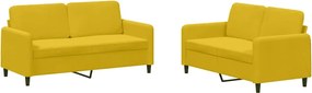 vidaXL Set canapea 2 piese, galben, catifea