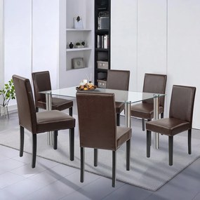 Set de masă Cadiz 6+1 alb-maro