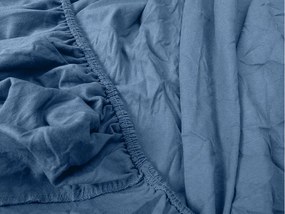 Cearsaf Jersey cu lycra albastru inchis 90 x 200 cm