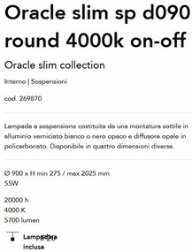 Lustra LED design modern Oracle slim sp d090 round 4000k on-off alb