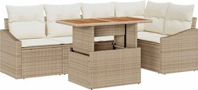 vidaXL Set de canapele pentru grădină 6 pcs Bej Rattan poli