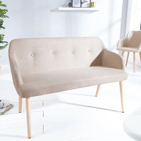Bancheta tapitata cu brate si picioare din lemn Scandinavia, bej A-37927 VC