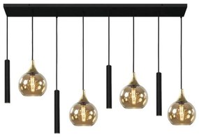 Lustră pe cablu CALYPSO 4xGU10/60W/230V + 4xE27/60W negru/auriu