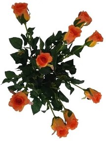Floare artificială boboc de trandafir portocaliu,64 cm, 9 bucăți