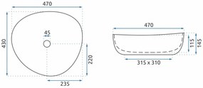 Lavoar alb pe blat Rea Andrea 47 cm