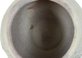 Ghiveci decorativ din teracotă artizanală, finisaj craft brut alb-crem, 48×48×57 cm, „Jerba"