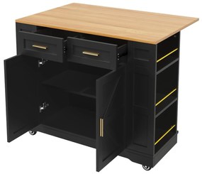 Insulă de bucătărie modernă cu blat reglabil, Negru | Aosom Romania