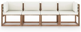 Canapea de gradina din paleti 4 locuri cu perne lemn pin tratat