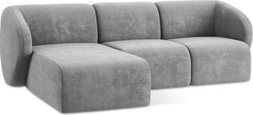 Colțar gri cu tapițerie din chenille (cu colț pe partea stângă/cu șezlong) Lani – Makamii