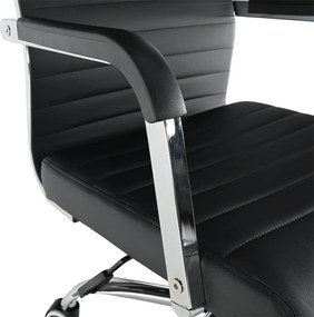 Scaun de birou, piele eco/metal, negru/crom, FARAN