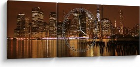 Tablou orașului nocturn (cu ceas) (90x30 cm)