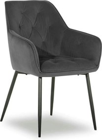 Scaun BEL NEW, gri inchis/negru, stofa catifelata/metal, 58x63x86 cm