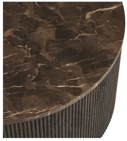 Măsuță de cafea maro închis rotundă cu blat cu aspect de marmură ø 80 cm Rota – House Nordic