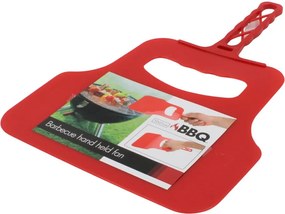 Evantai grătar BBQ 31 cm, ventilator manual aprindere cărbuni, plastic rezistent, roșu