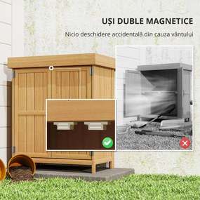 Outsunny Dulap de Grădină pentru Depozitare Unelte, Magazie Exterior cu 2 Rafturi, 74x43x88 cm, Gri | Aosom Romania