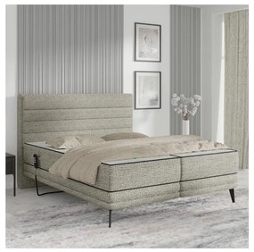 Pat reglabil electric tapițat MILA, 180 x 200 cm, gri, cu saltele