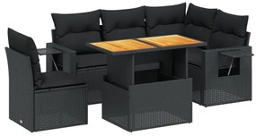 3271755 vidaXL Set mobilier de grădină cu perne, 6 piese, negru, poliratan