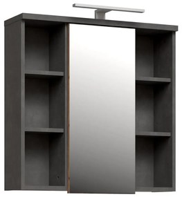Dulap suspendat pentru baie cu oglindă VENOM antracit/maro