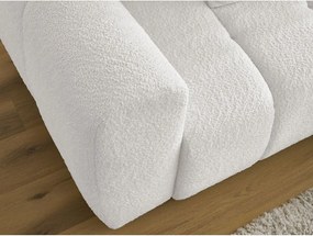 Colțar alb extensibil/cu spațiu de depozitare cu tapițerie din țesătură bouclé (cu colț pe partea dreaptă/cu șezlong) Roxelane – Bobochic Paris