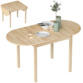 HOMCOM Masă Pliabilă pentru 4-6 persoane din Lemn de Pin, 140x70x75 cm, Natural | Aosom Romania