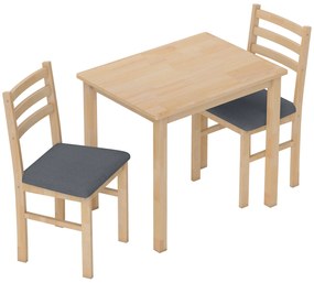 HOMCOM Set de Masă 3 Piese cu 2 Scaune, Masă de Bucătărie pentru Spații Compacte, Scaune Panouri, Spațiu de Economisire, MDF, Lemn Natural | Aosom Romania