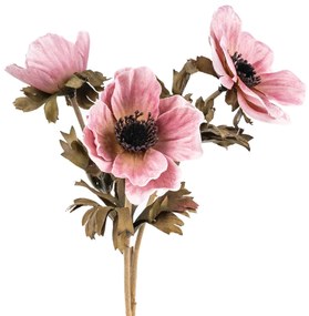 Floare artificiala Anemone roz vechi, 3 flori , 56x 17 cm