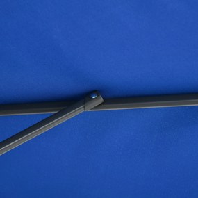 Outsunny Parasol deplasat octogonal inclinabil pliabil cu diametrul de 3 m, parasol de grădină cu suport în formă de cruce, albastru | Aosom Romania