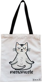 Sacosa de Panza pentru Cumparaturi, Geanta Tote, Yoga Meowmaste, Cu fermoar, 38x34.5 cm, Alba, BEKZ®