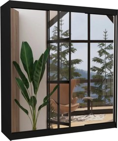 Dulap cu usi glisante si oglinda 200x215 cm, Austin, ADRK Furniture (Culoare: Alb)