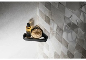 GEDY 328314 Raft de colț inteligent pentru duș, 17x 3 x 17 cm, negru mat