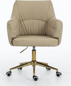 HR840K Scaun Crem Piele Ecologica Premium Soft cu Bază Aurie