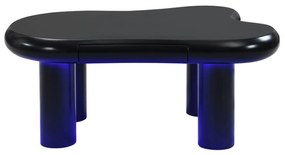 Masă de cafea în formă de nor, din MDF cu iluminare LED și sertar, 98x65,5x40 cm, Negru