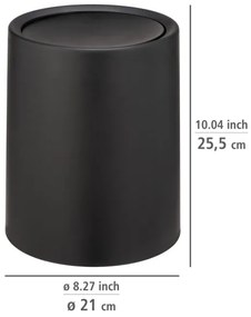 WENKO 25208100 - Coș ATRI, 21 x 25,5 cm, negru
