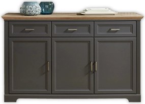 Comoda JASMIN, gri grafit/stejar artisan, PAL, 166x48x102 cm