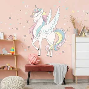 INSPIO Autocolant unicorn - autocolant textil colorat curcubeu