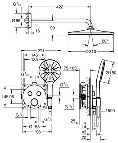 Grohe Precision Smartcontrol set de dus ascuns cu termostat da crom 34877000