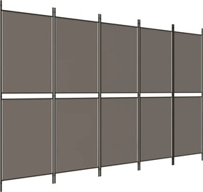 vidaXL Paravan de cameră cu 5 panouri, antracit, 250 x 220 cm, textil