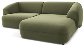 Colțar verde cu tapițerie din catifea (cu colț pe partea dreaptă) Moana – Makamii