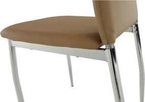 Scaun dining, piele ecologică bej/crom, ERVINA