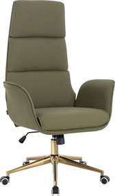 HR850K Scaun Khaki Piele Ecologica Premium Soft cu Bază Aurie