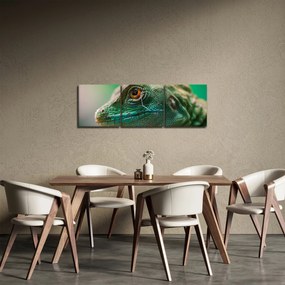 Tablou detailat cu o șopârlă (cu ceas) (90x30 cm)