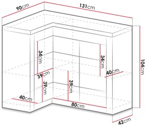 Comodă de colț Nadenas N15 O (Arin închis) (cu iluminat LED alb). 1104883