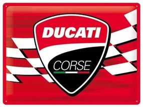 Placă metalică Ducati Corse - Logo Racing Flag