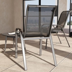 Outsunny Set de 2 Scaune de Prânz pentru Exterior, Scaune Suprapozabile cu Spătar Înalt, Șezut Respirabil pentru Grădină, Verandă, Negru | Aosom Romania