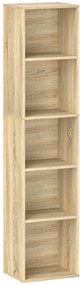 HOMCOM Bibliotecă etajeră de depozitare 5 niveluri cu rafturi reglabile pentru sufragerie, dormitor, birou, 30x24x133,5cm, natural | Aosom Romania